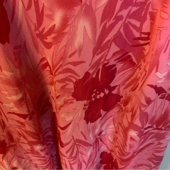 Adrianna Papell 100% Silk Pink Floral Midi Dress 14 - Picture 5 of 7